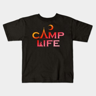 Logo Camp Life In The Night On Camping Kids T-Shirt